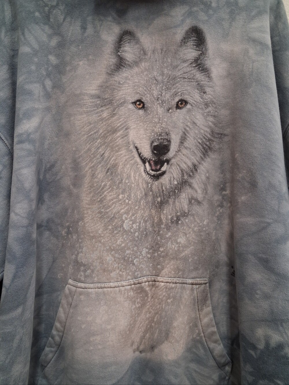 The Mountain COLLIN BOGLE Art Snow Wolf Hoodie Size 2XL